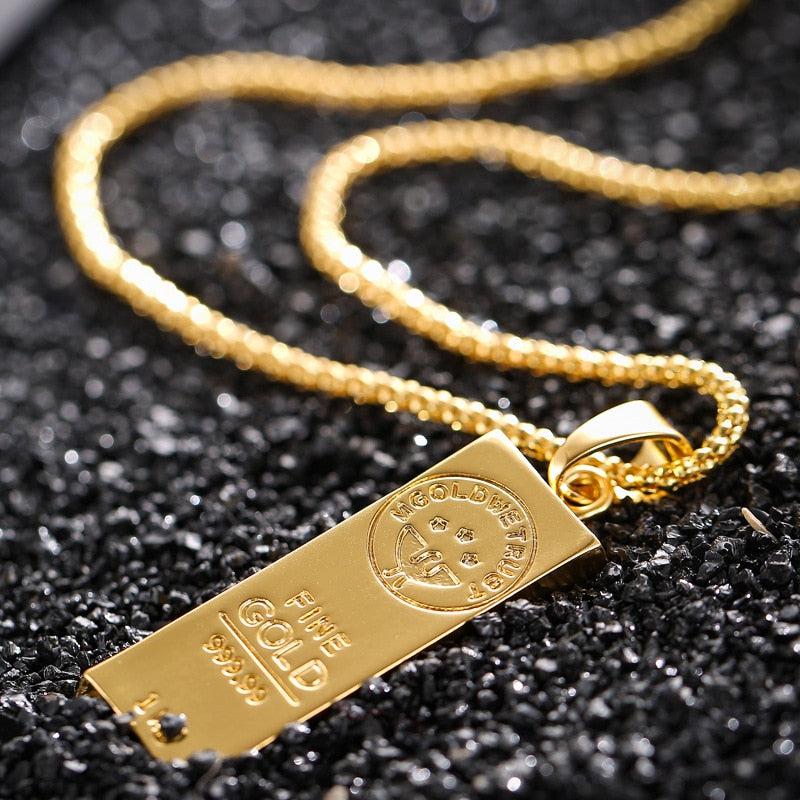 MGOLD WE TRUST" Australia Gold Color Bars Pendant Men Necklace