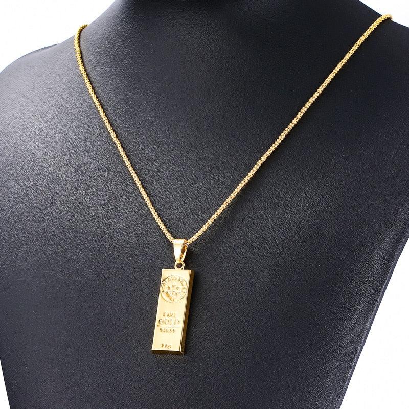 MGOLD WE TRUST" Australia Gold Color Bars Pendant Men Necklace