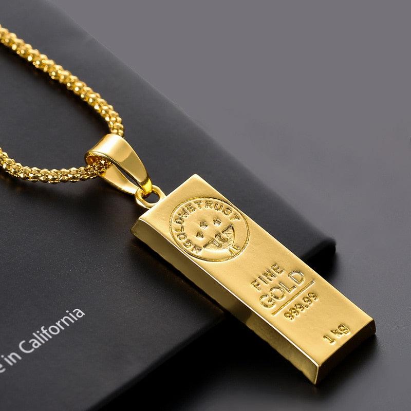 MGOLD WE TRUST" Australia Gold Color Bars Pendant Men Necklace