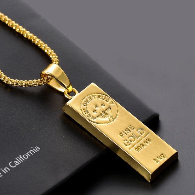 MGOLD WE TRUST" Australia Gold Color Bars Pendant Men Necklace