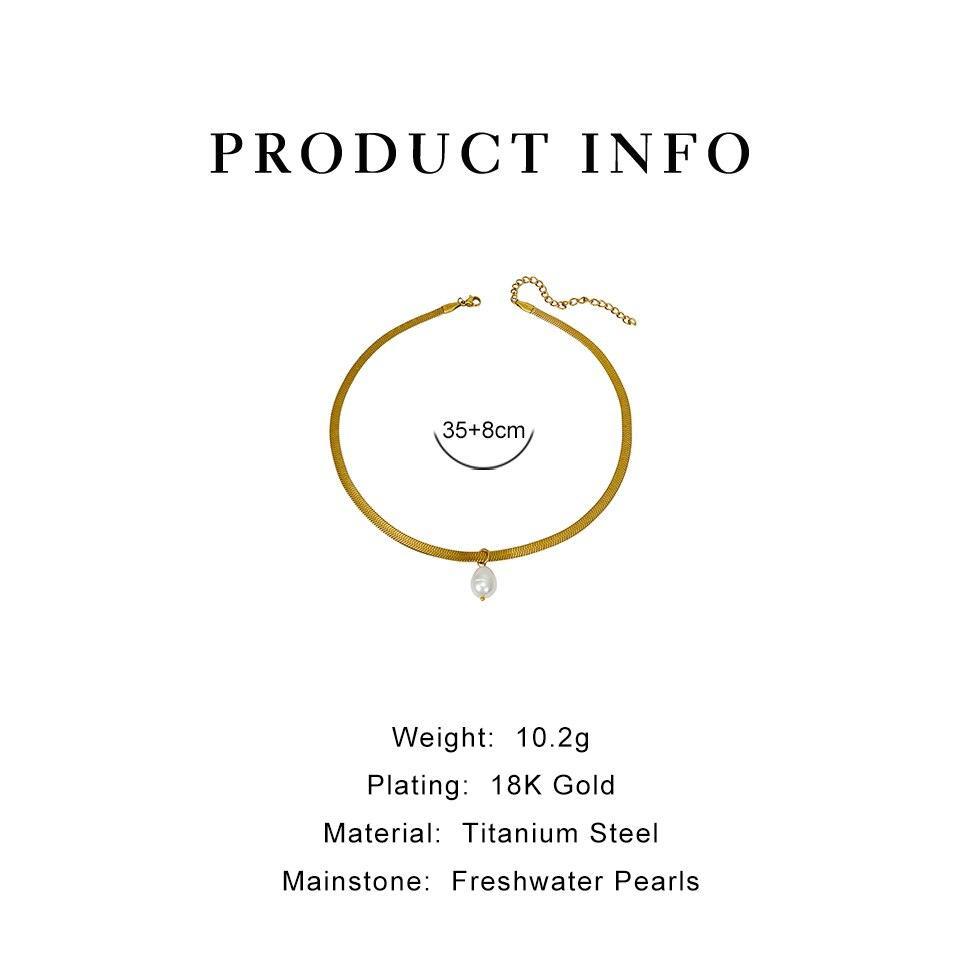 Opulent Flat Snake Titanium Pearl Necklace