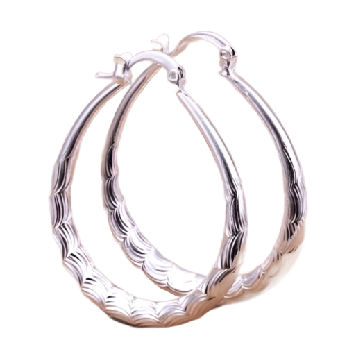 Waves Silver Plated Big Hoop Earrings