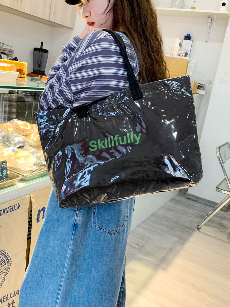 Solid Color Letter Print Tote