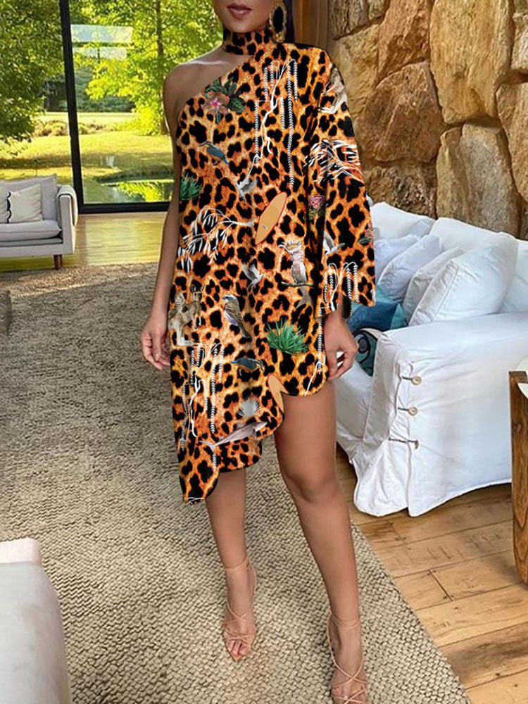 Printed One Shoulder Dress