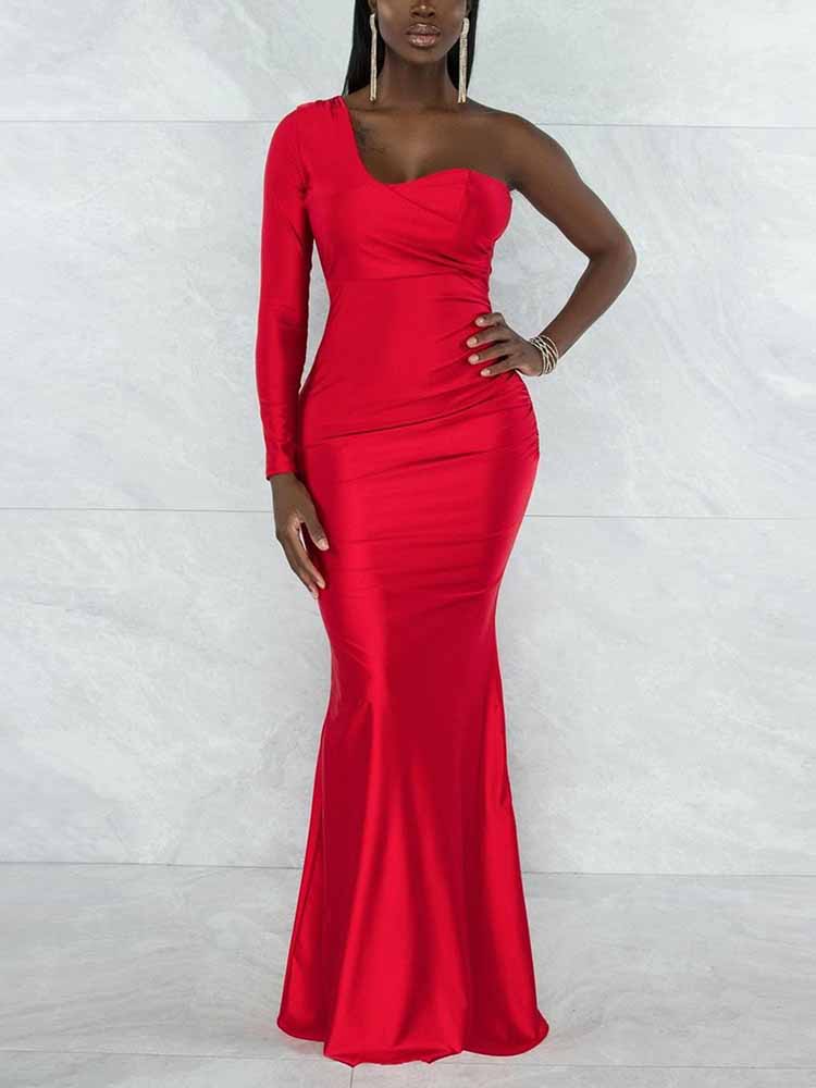 One Shoulder Mermaid Maxi Dresses
