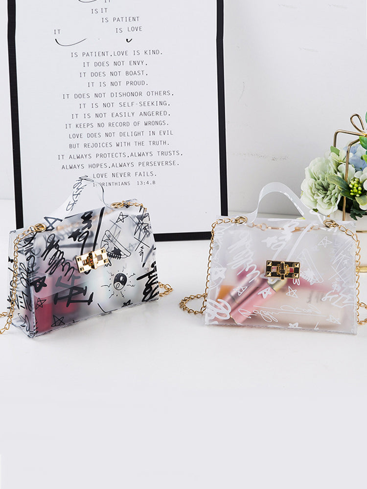 Graffiti Print Strap Crossbody Bag