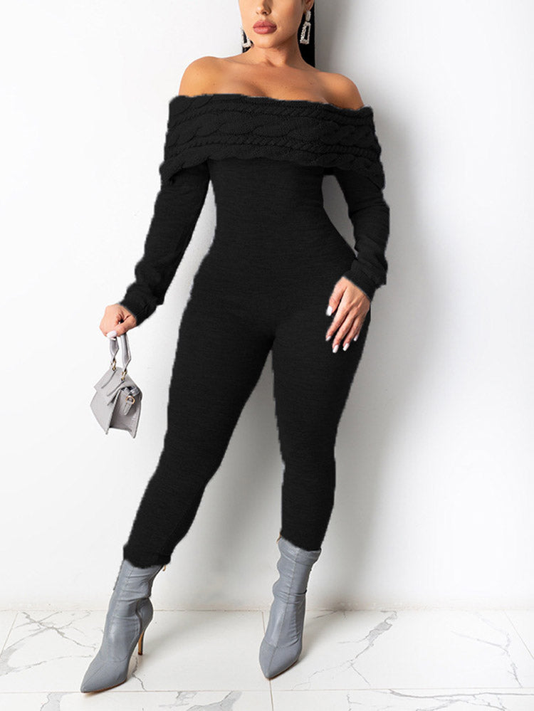 Knitted Off Shoulder Jumpsuit