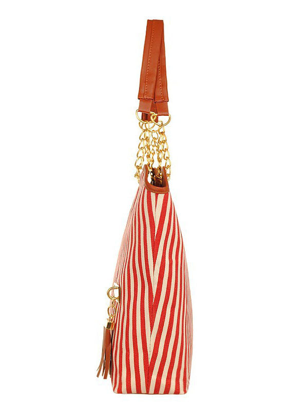 Stripe Fringe Tote Bag