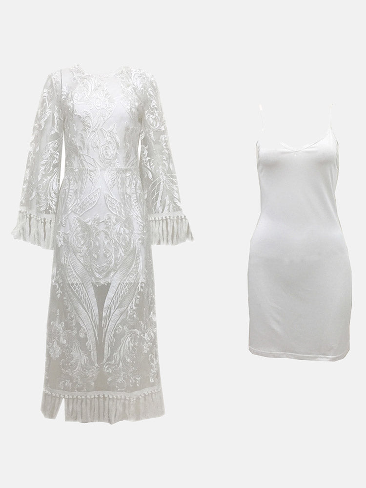 Lace Tassel Bell Sleeve Dresses