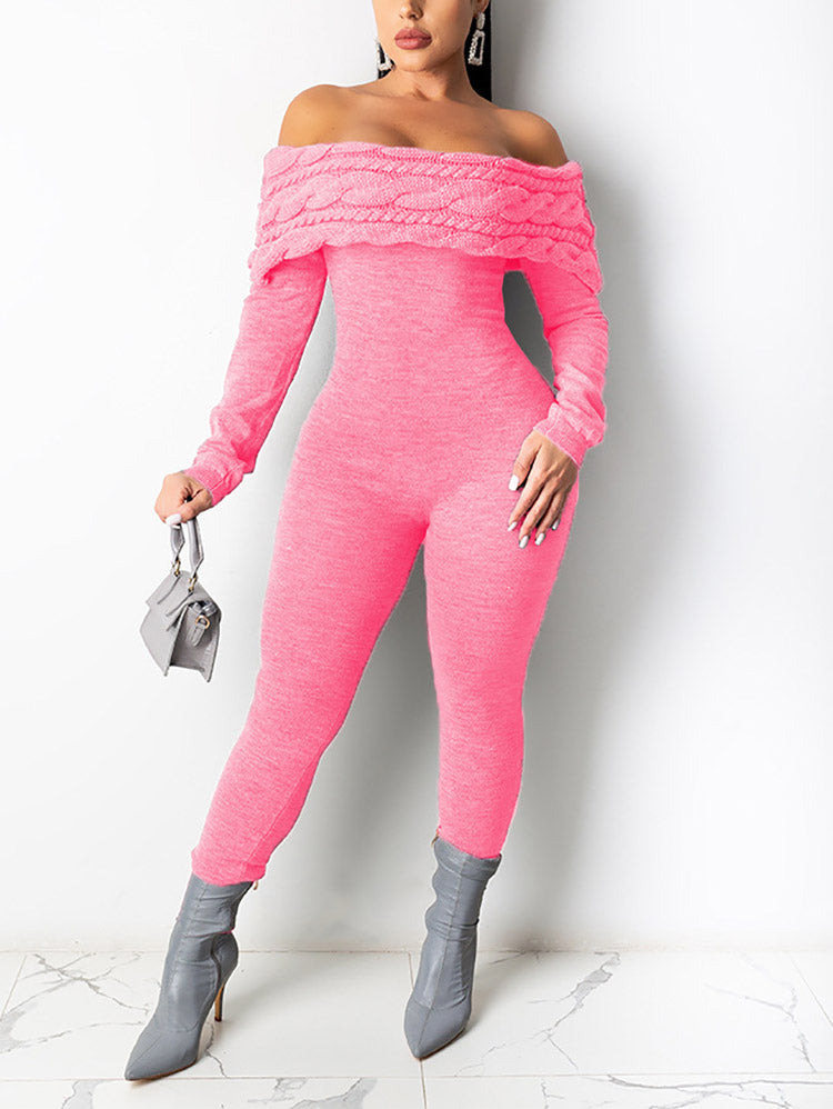 Knitted Off Shoulder Jumpsuit