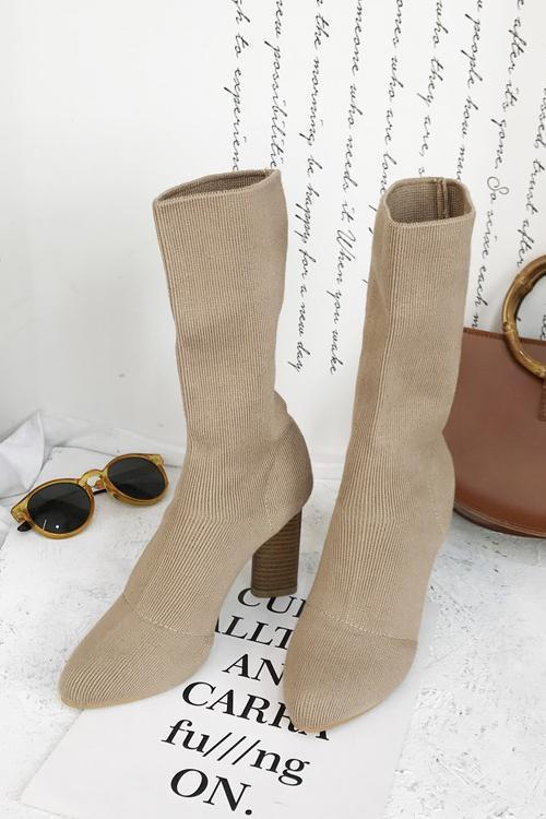 Pointed Toe High Heel Sock Boots