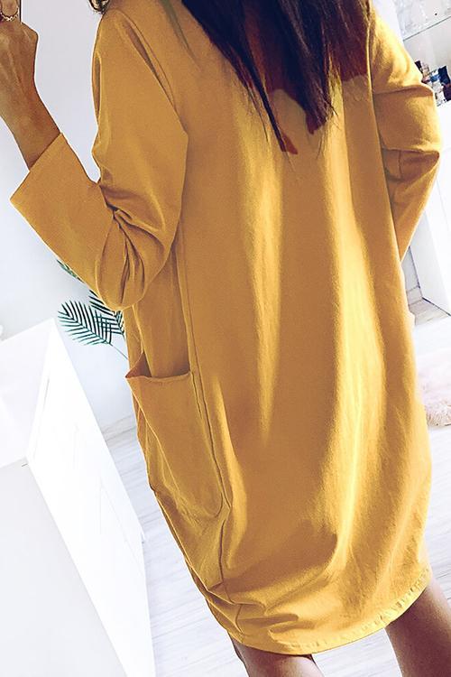 Pockets O Neck Loose T Shirt