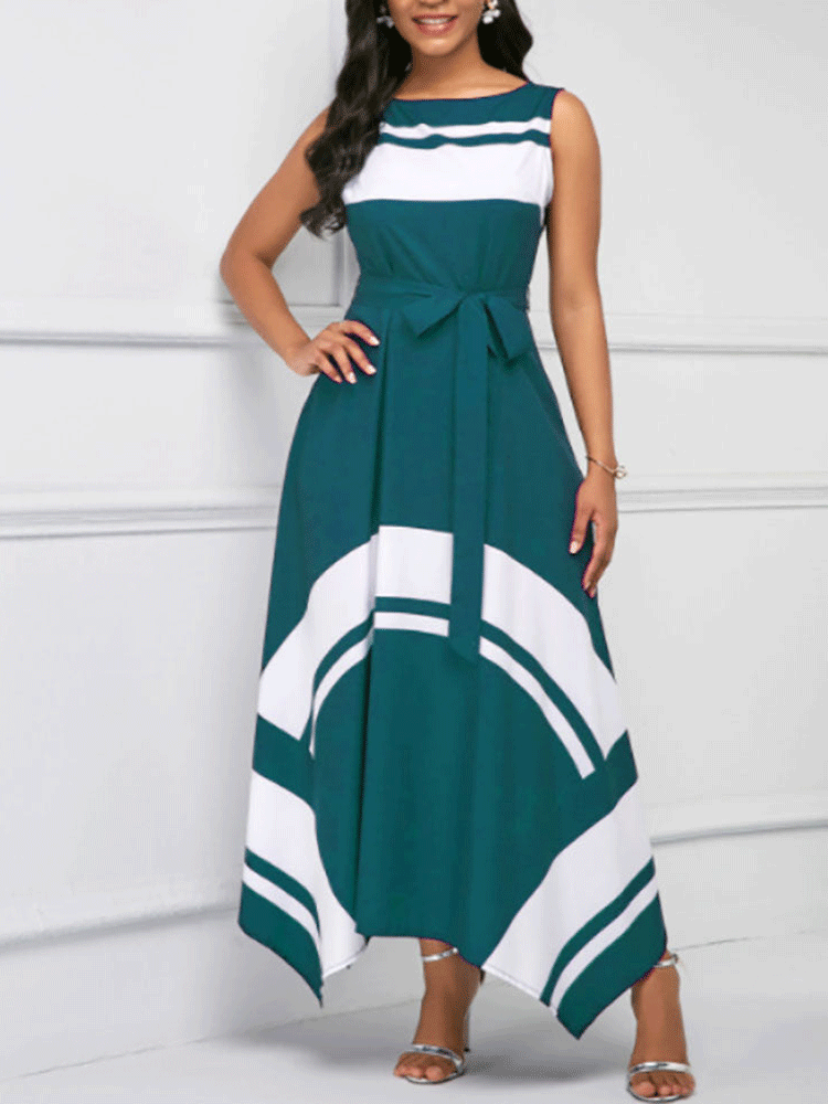 Hem Sleeveless Maxi Dress