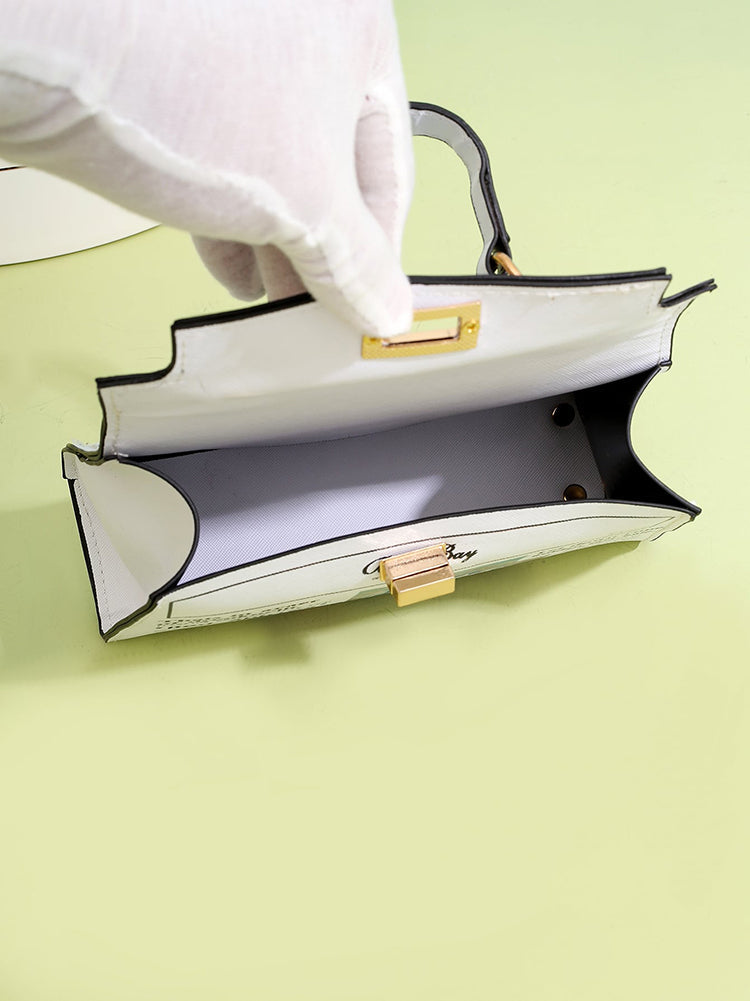Letter Print Graphic Flap Satchel