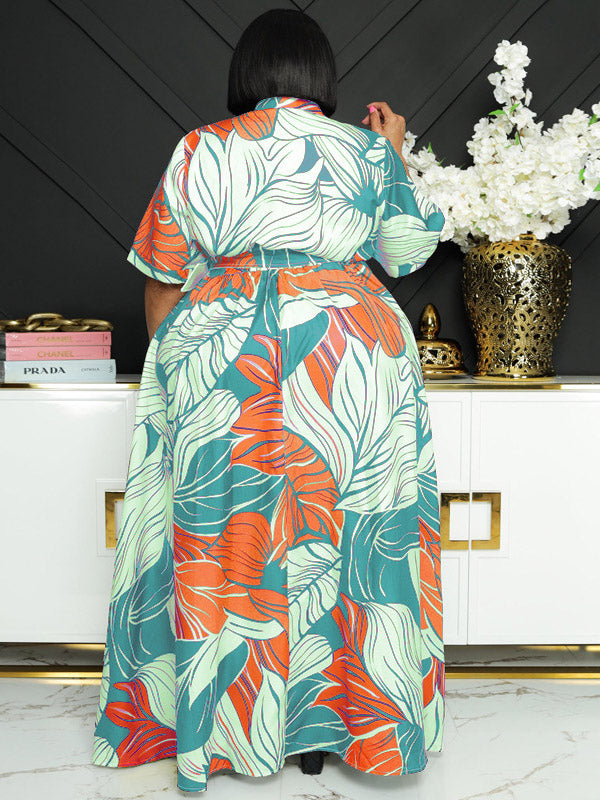 Printed V Neck Maxi Dress