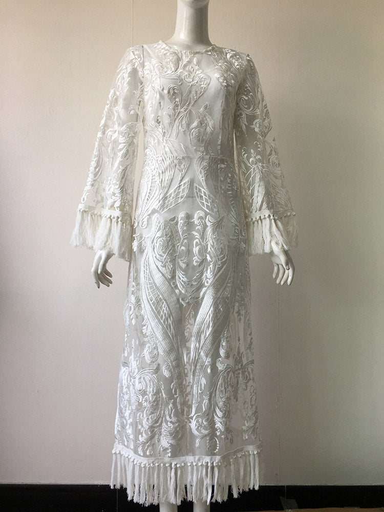 Lace Tassel Bell Sleeve Dresses