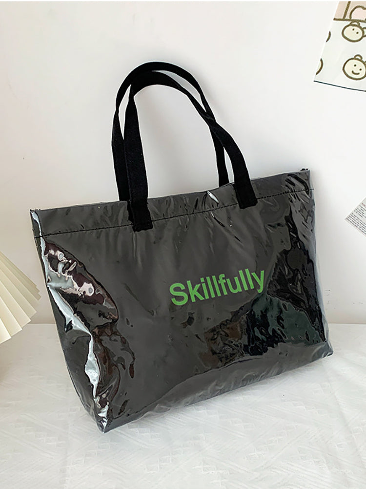 Solid Color Letter Print Tote