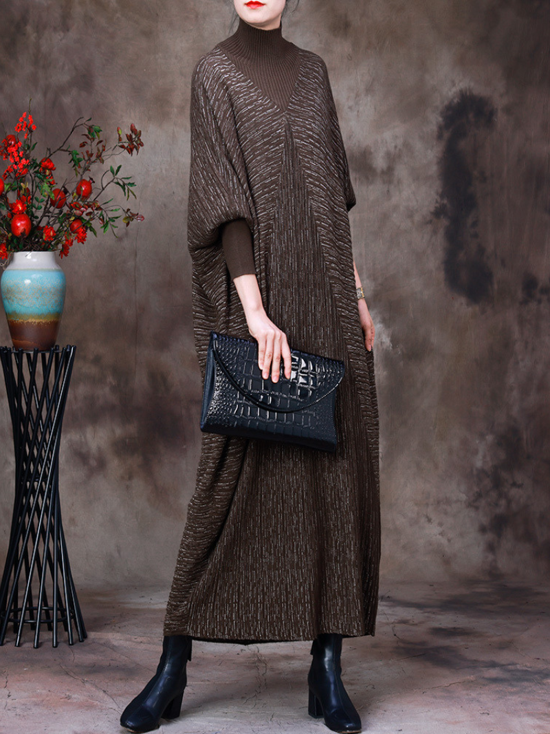Women's Vintage Dreams Bat Sleeve Knitted Maxi Dress