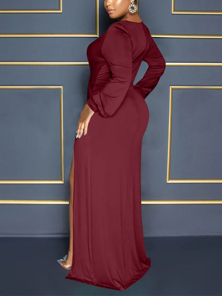 V Neck Side Split Dresses