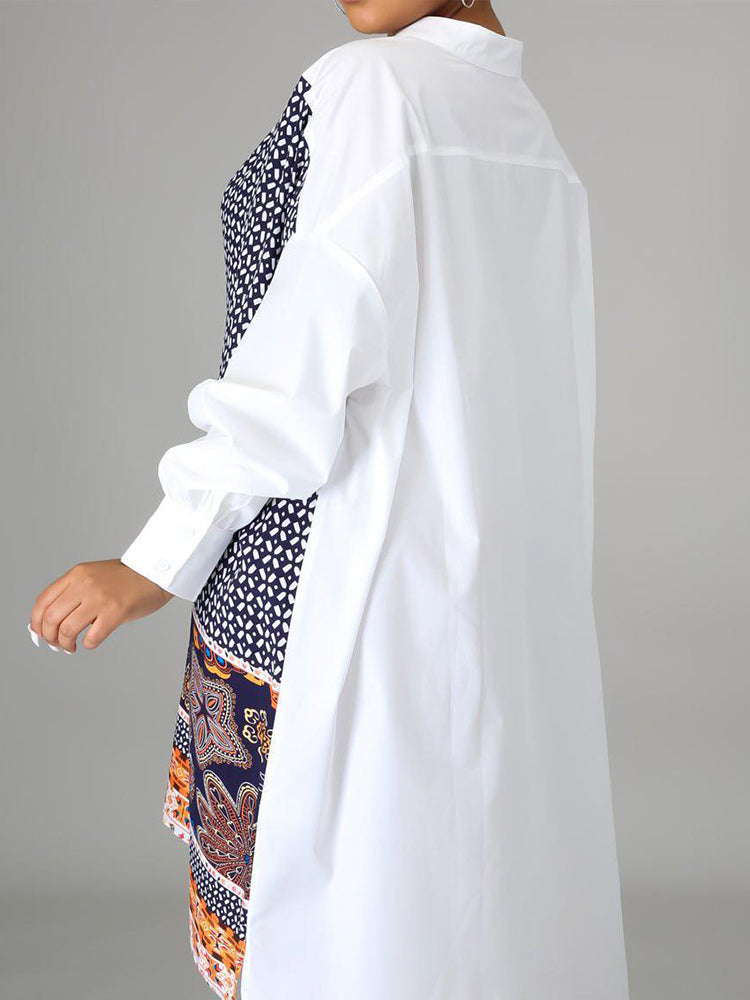 Printed Collar Shirt Dress