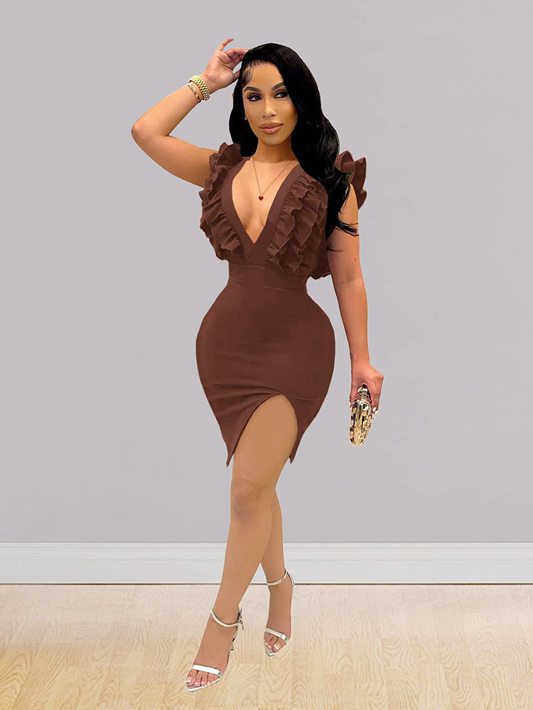Ruffle Sleeveless Mini Dress