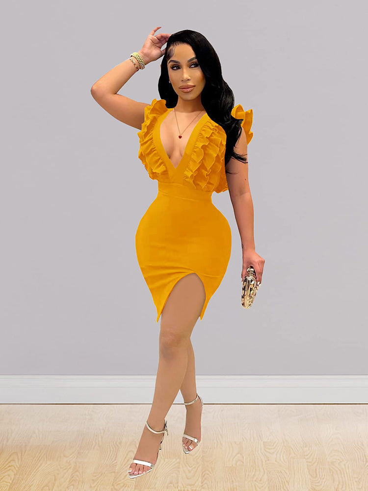 Ruffle Sleeveless Mini Dress