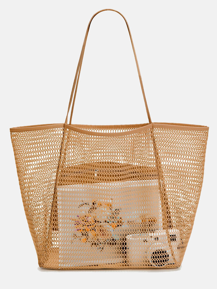 Hollow Out Straw Large Capacity Bag