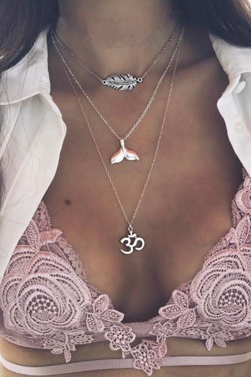 Feather Mermaid Layer Necklace