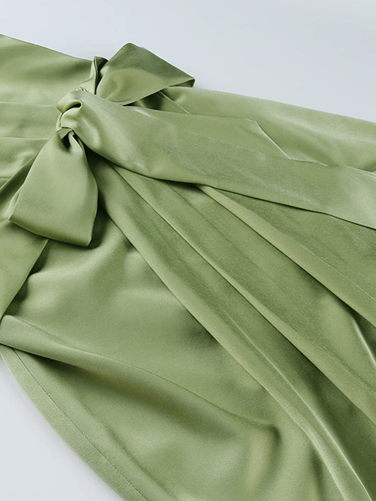 Satin One Shoulder Ruched Bodycon Dress