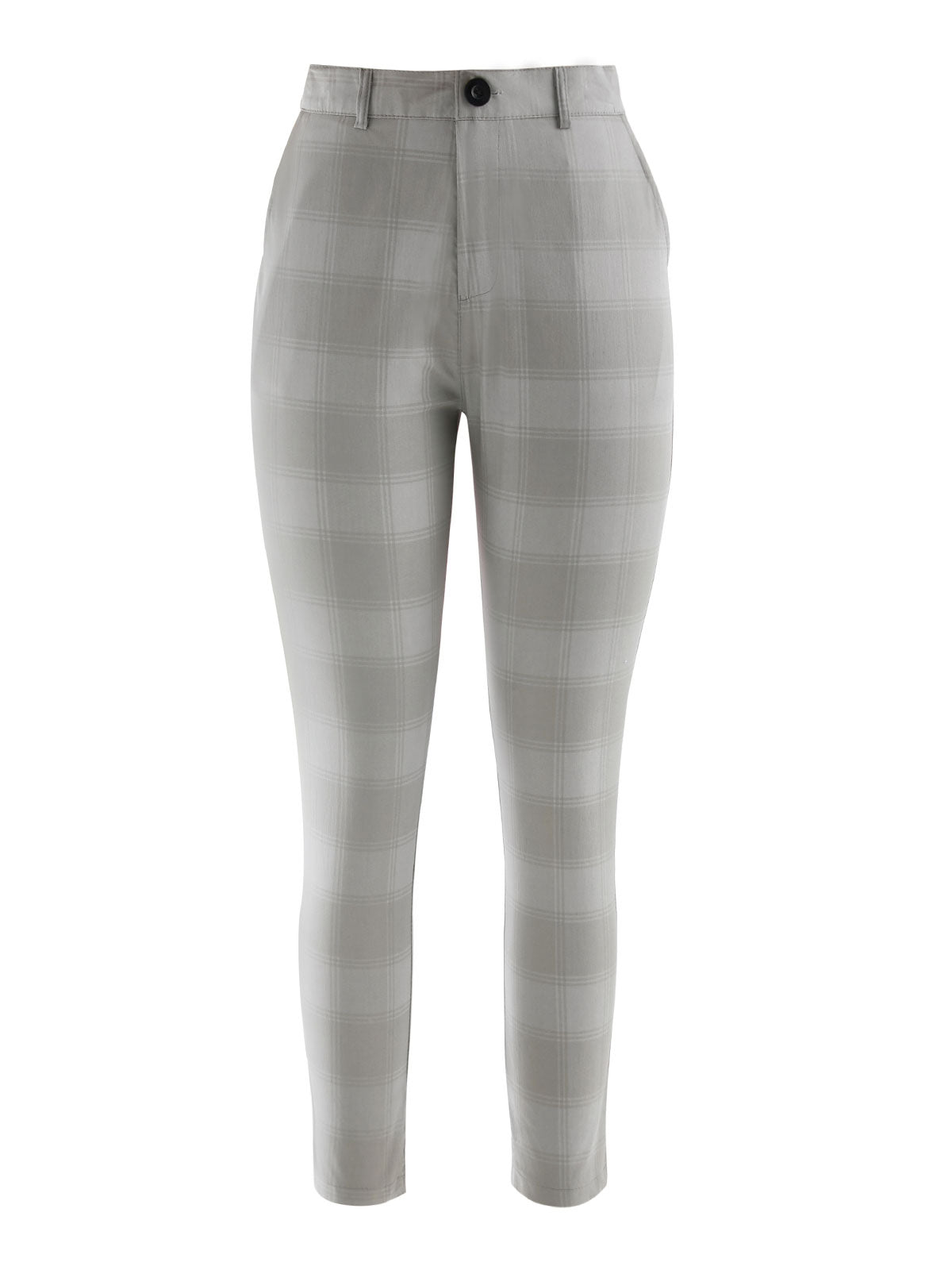 Men' s Casual Grid Skinny Long Pants