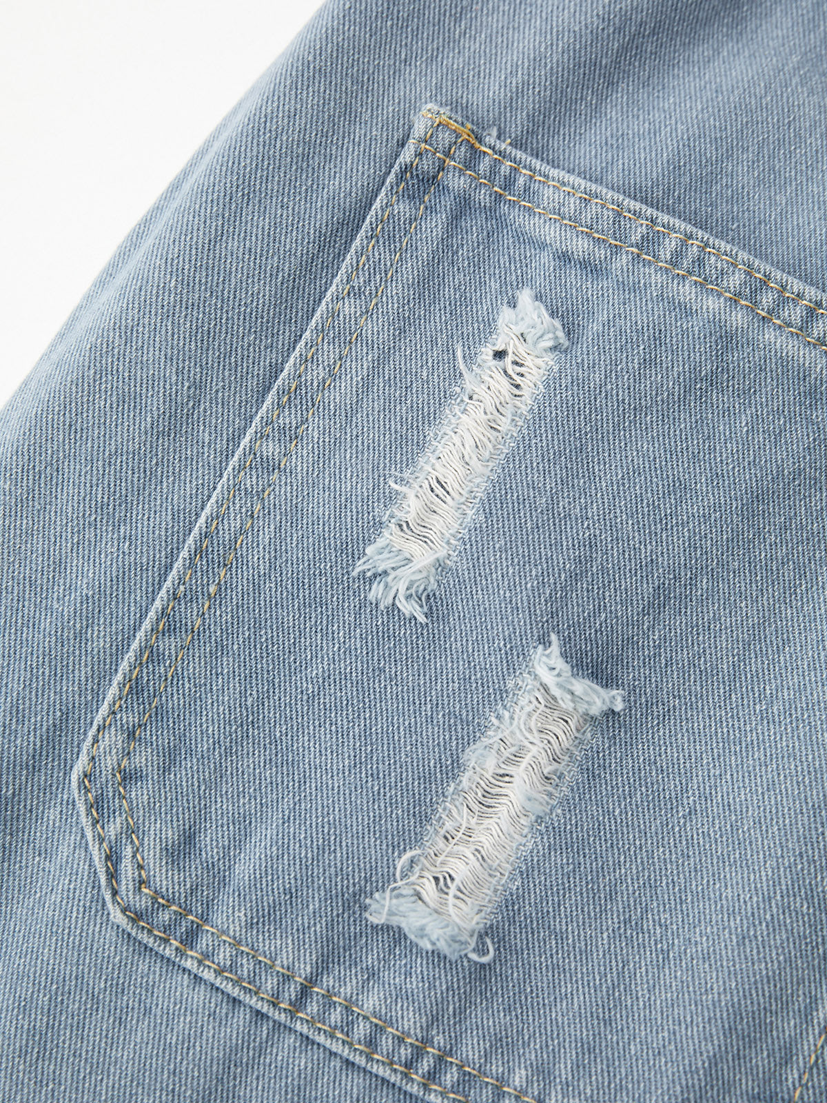 Washed Distressed Denim Overall