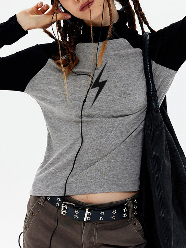 Star Print Turtleneck Long Sleeve Top