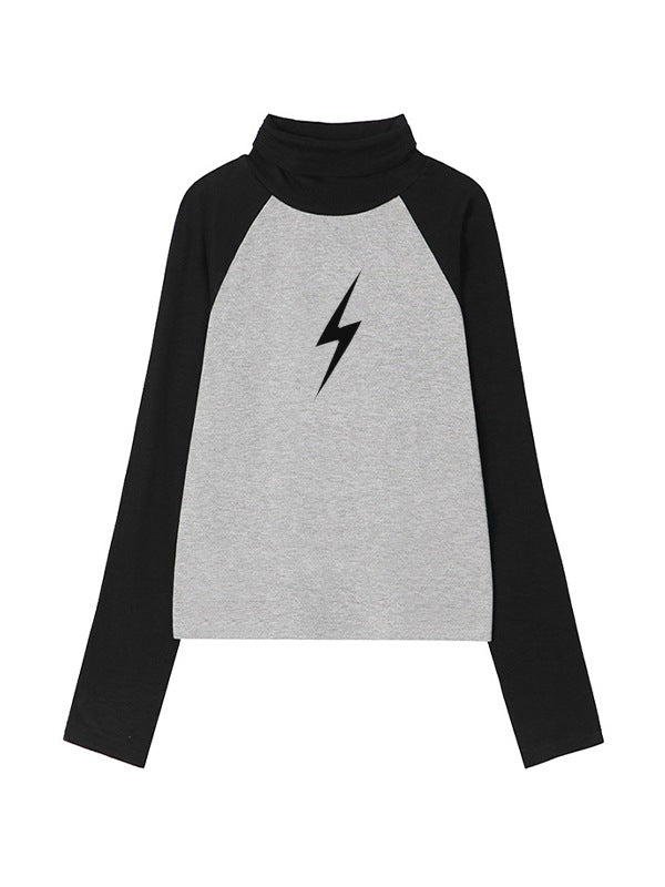 Star Print Turtleneck Long Sleeve Top