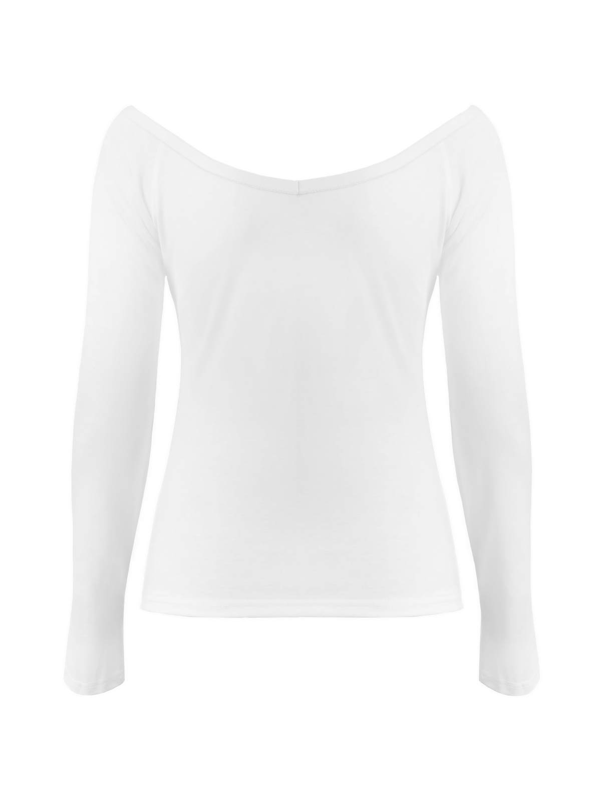 Rhinestone Detail Printed White Long Sleeve Top