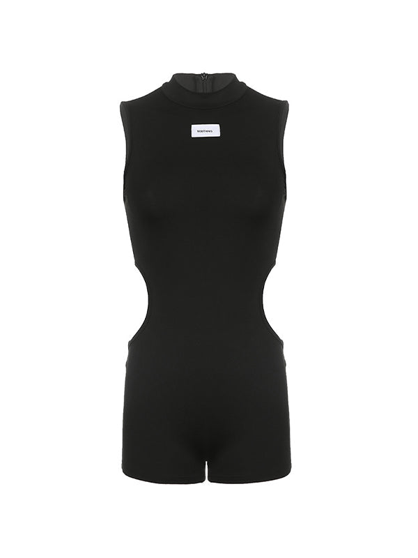 Side Cutout Sleeveless Romper