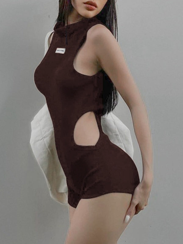 Side Cutout Sleeveless Romper