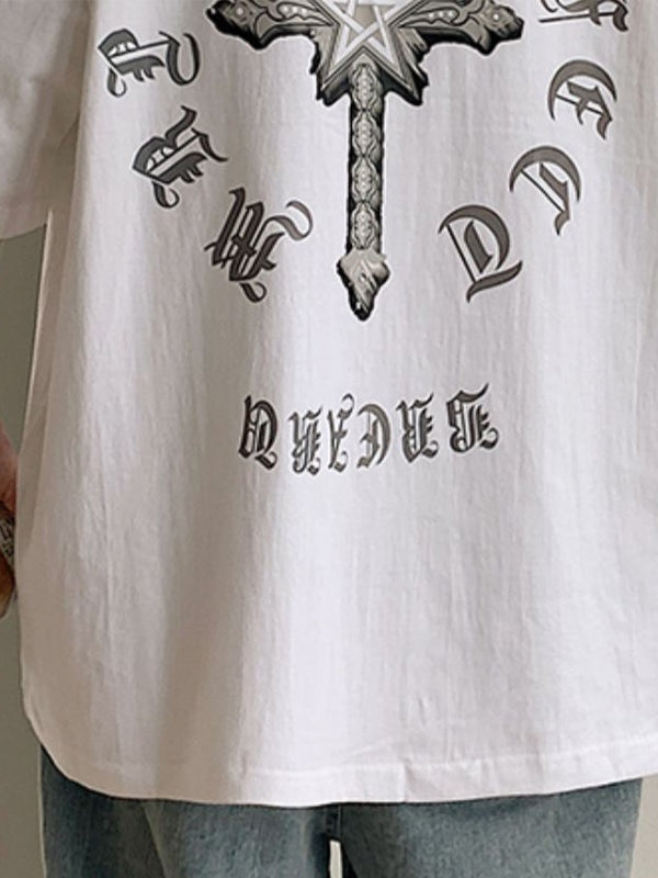 Men's Punk Cross Graphic Short Sleeve Tee