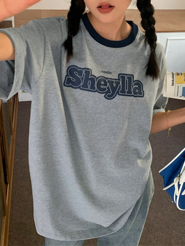Contrast Short Sleeve Logo Graphic Oversized Tee