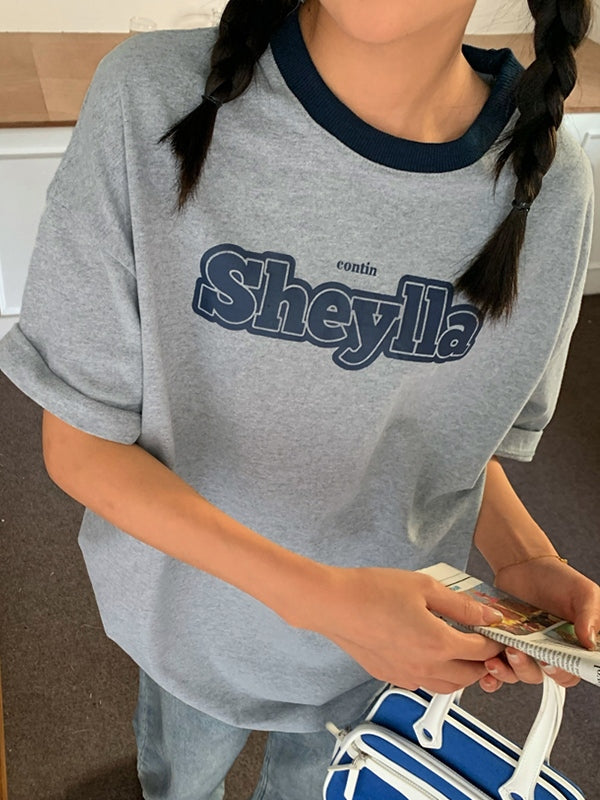 Contrast Short Sleeve Logo Graphic Oversized Tee