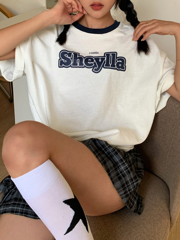 Contrast Short Sleeve Logo Graphic Oversized Tee