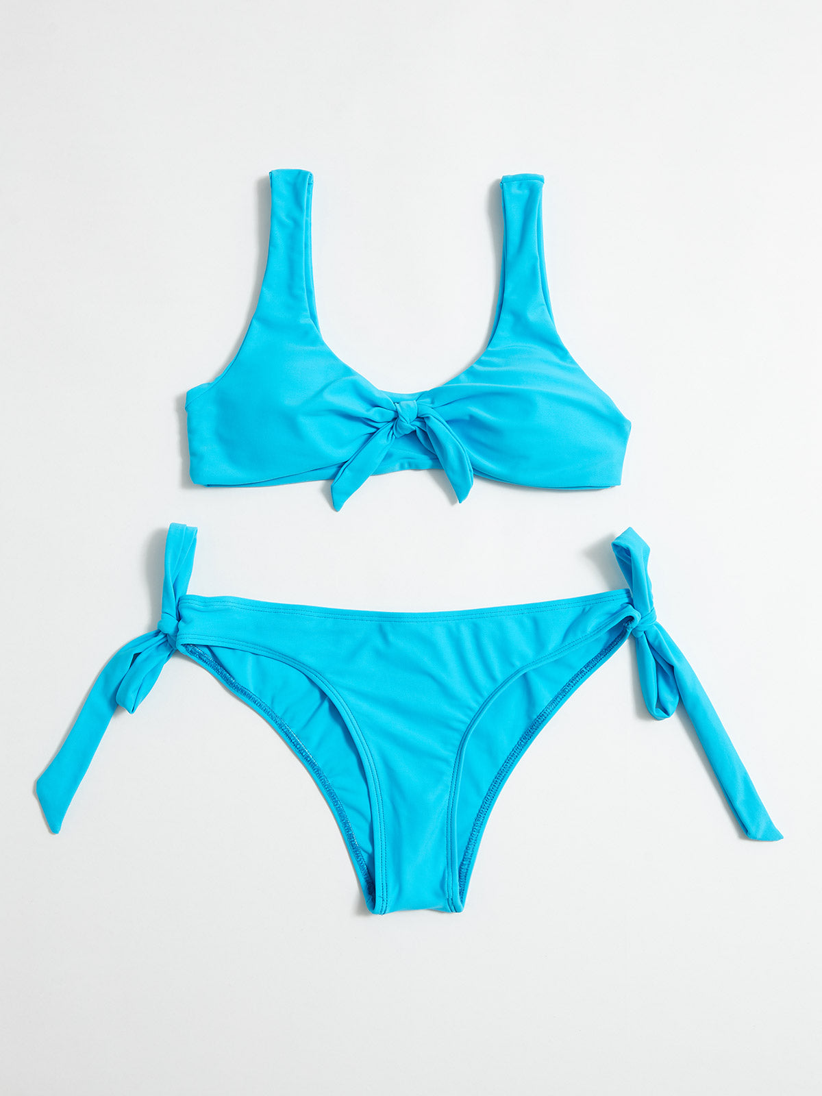 Solid Color Two Way Tie Bikini Set