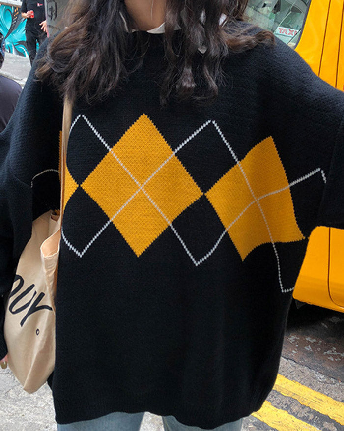 Vintage Argyle Pullover Sweater