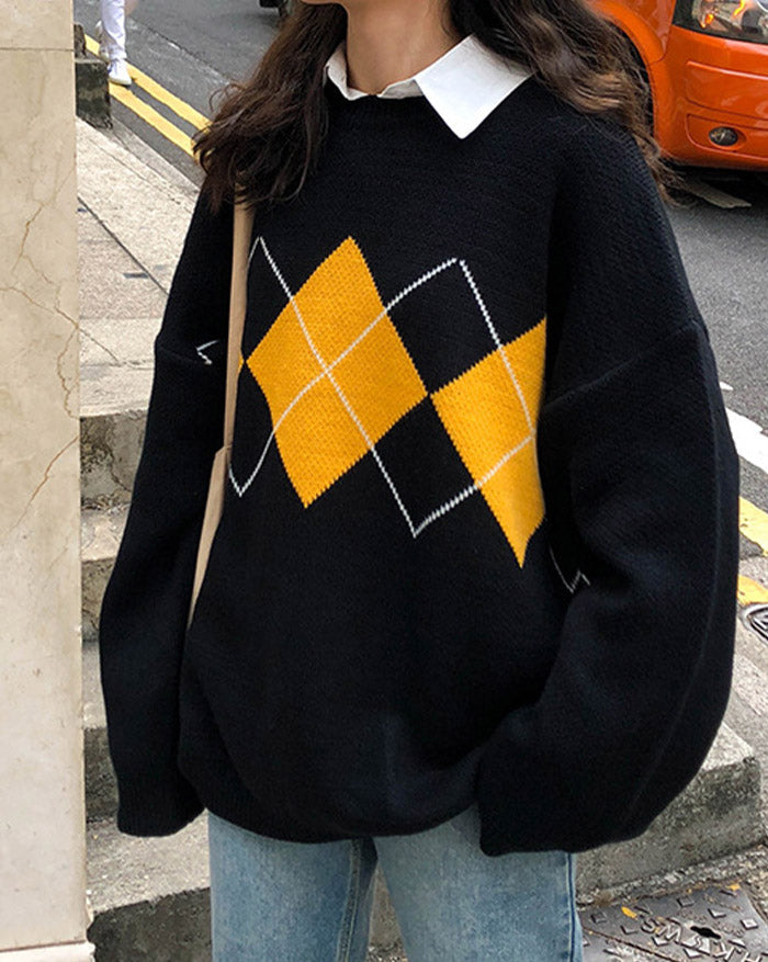 Vintage Argyle Pullover Sweater