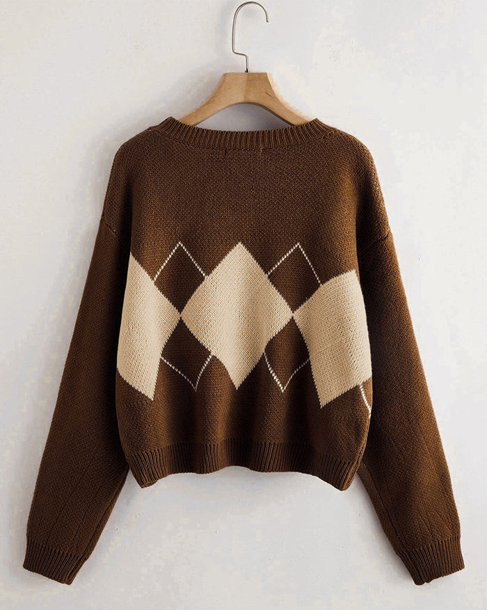 Vintage Argyle Pullover Sweater