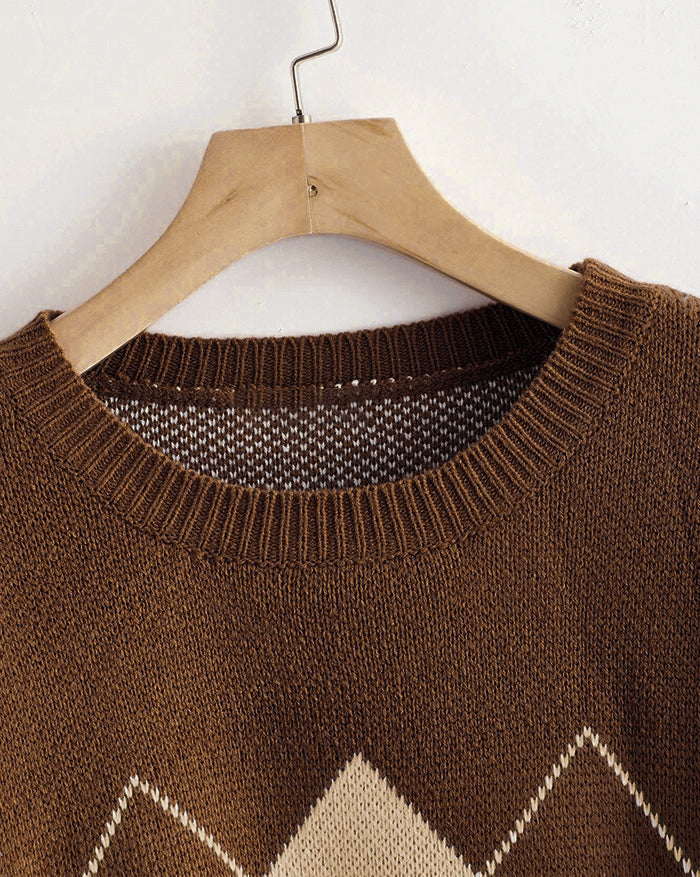 Vintage Argyle Pullover Sweater