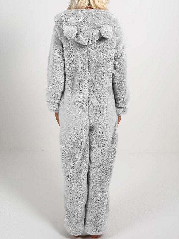 Cozy Teddy Fleece Hooded Ear Loungewear