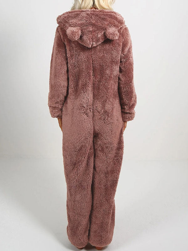 Cozy Teddy Fleece Hooded Ear Loungewear