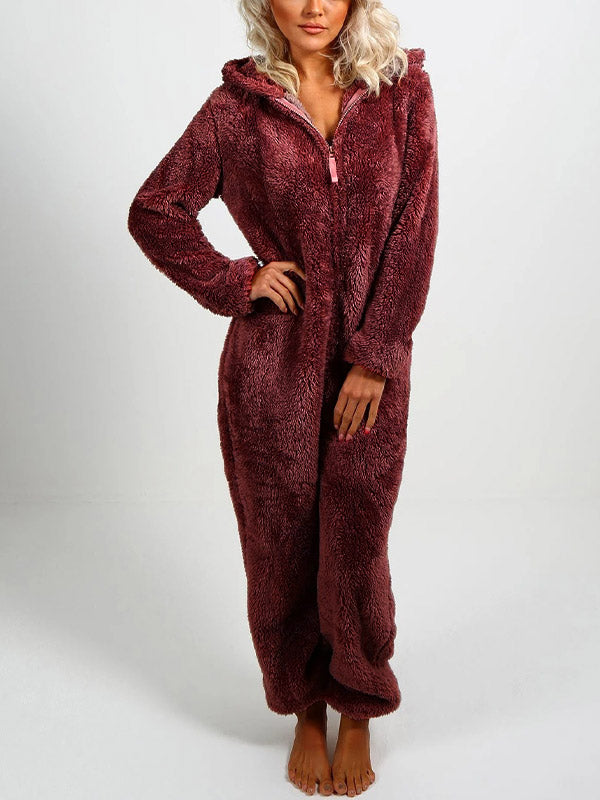 Cozy Teddy Fleece Hooded Ear Loungewear