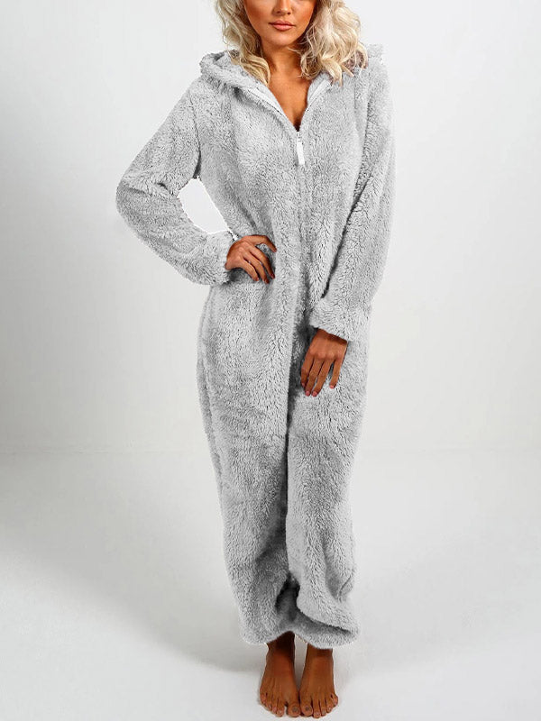 Cozy Teddy Fleece Hooded Ear Loungewear