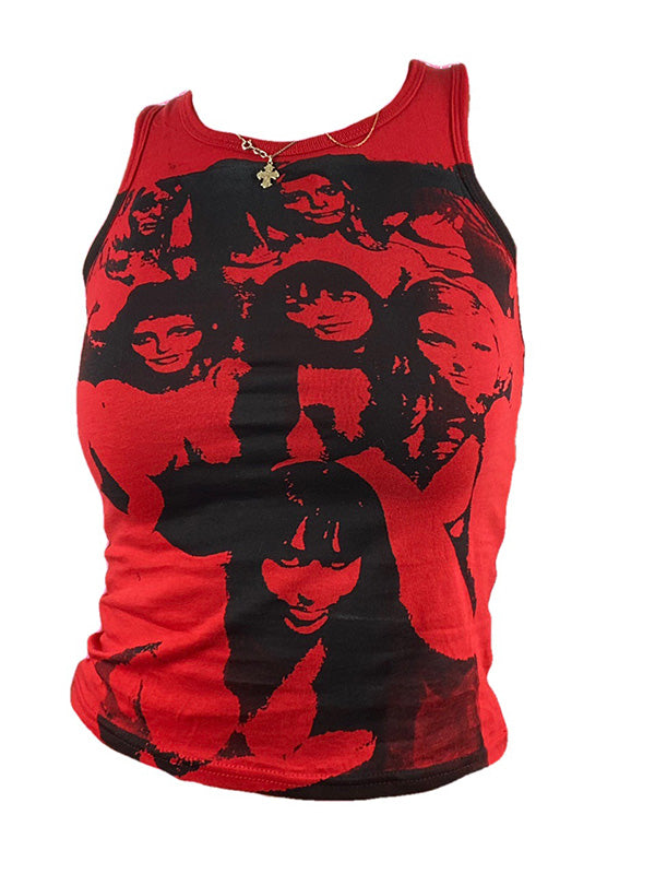 Vintage Girl Graphic Crop Tank Top
